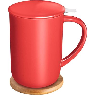 CEEFU Porzellan-Teetasse mit Filter, Deckel & Untersetzer 473ml