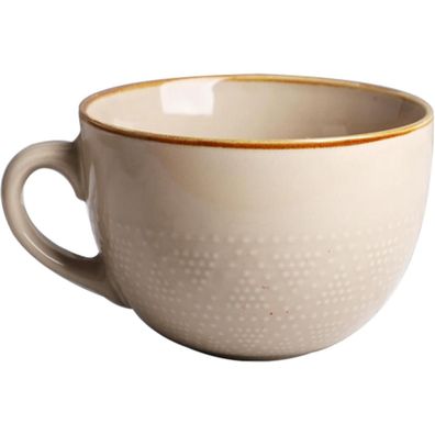 Groß Tasse Keramik Kaffee Tee 700ml Beige Porzellan Henkel