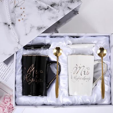 Disoza Mr und Mrs Tassen Set Valentinstag Hochzeit Geschenk