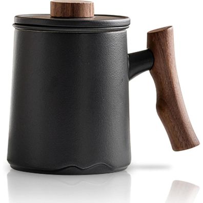 Teetasse mit Deckel und Sieb 360ml Palisandergriff Keramik Teebecher