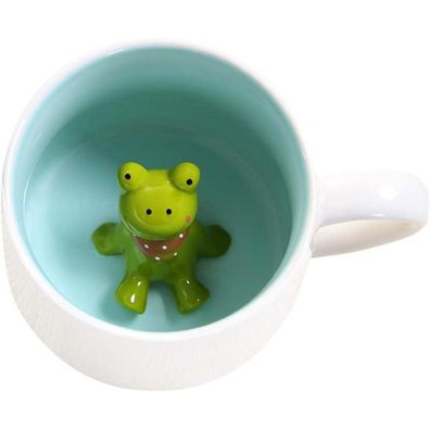 Süßer Frosch Kaffeebecher 3D Keramiktasse für Tee und Milch, Geschenk für