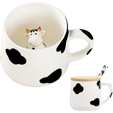 Keramik Kuh Kaffeetasse 3D Tasse Mit Deckel Löffel GeschenkeFürFrauen