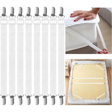 WINKIO Bettlakenspanner Verstellbar 8 Stück Elastisch mit Metallclips