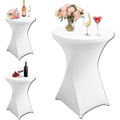 2 Stück Stretch Stehtisch Husse 80x110cm Elastische Tischdecken Bar Hochzeit