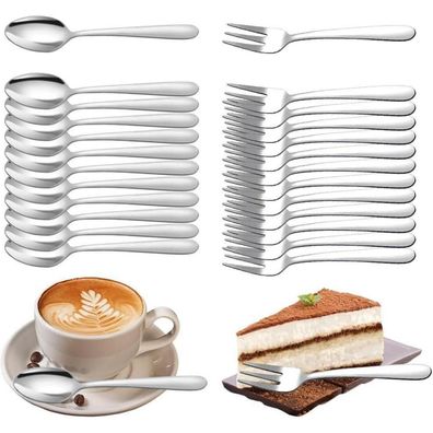 Gohytal Kleine Edelstahl Löffel und Gabeln Set 24 Stück 5,71 Inch für Hochzeit