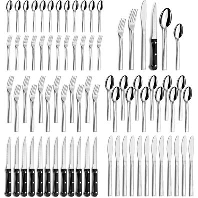 Essbesteck Set 12 Personen 72 teilig Steakmesser Edelstahl Restaurant Party