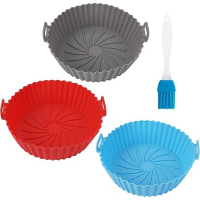3er Set Silikonform für Heißluftfritteuse 16,5cm rund Air Fryer Silicone Pot