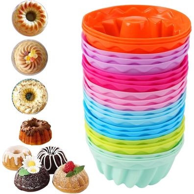 24er Mini Gugelhupf Backform Set Silikon Kuchenform Dessert Gelee BPA-frei