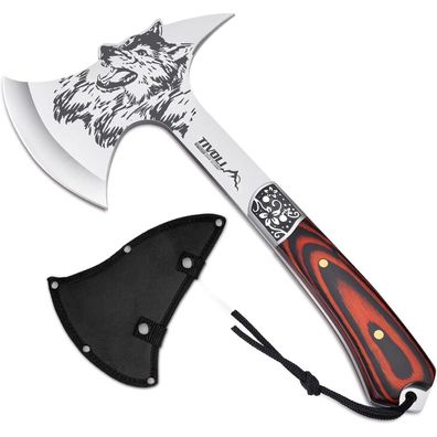 TIVOLI Campingaxt Survival Axt Outdoor Holz Beil Freizeit Garten Rot