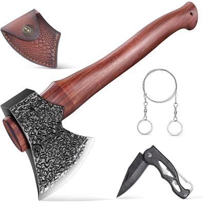 Camping Axt Survival Set 35CM Handgeschmiedet Outdoor Wikinger Beil mit