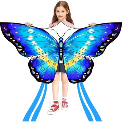 Schmetterling Drachen Kite für Kinder und Erwachsene 120x95cm Blue