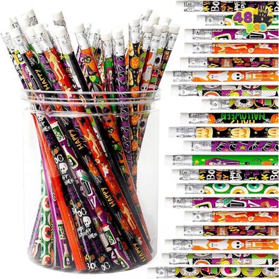 48er Halloween-Bleistift-Set mit Radiergummi, 12 Designs