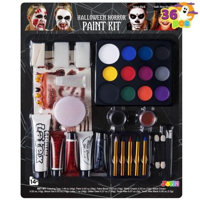 36-teiliges Halloween Schminkset Kunstblut Fakeblut Deluxe-Set