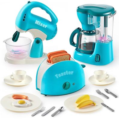 JOYIN Küchengeräte Spielzeug Set für Kinder, Kaffeemaschine, Mixer, Toaster Blau
