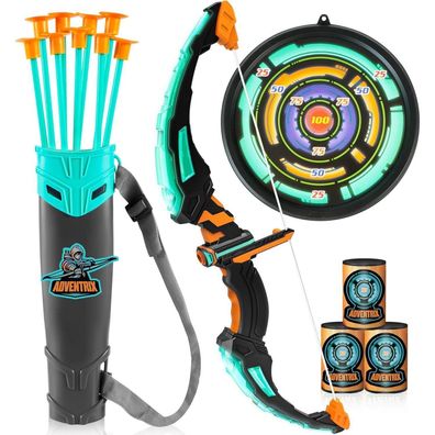 JOYIN LED Bogenschießen Spielzeug Set Kinder Bogen Pfeile Zielen Köcher