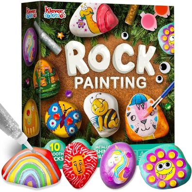JOYIN 12 Stück Steine Bemalen Set für Kinder in 18 Farben und Zubehör
