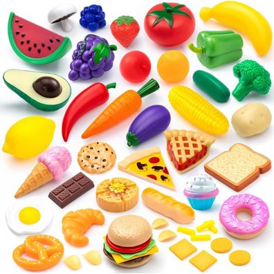JOYIN 50 Stück Kunststoff Spielzeug Lebensmittel Küche Playset Kinder