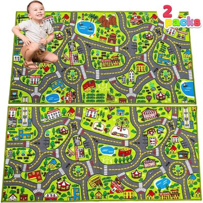 JOYIN 2 Teppich Kinderzimmer 80x150cm Spielteppich Straße Autoteppich
