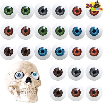 Halloween Gruselige Realistische Augen 24 Stück Halbrundhohl Kunststoff