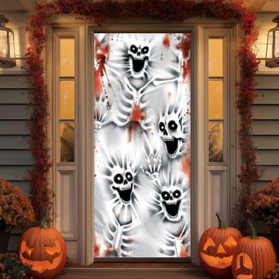 JOYIN 3D-Design Gruselige Skelett-Türabdeckung 76,2 x 182,9 cm Halloween-Skelett