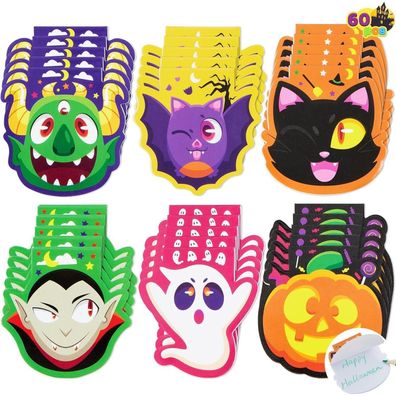 Halloween Notizblock Set 60 Stück 6 Designs gruselige Charaktere Kinder Party