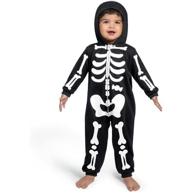 Schwarzer Skelett Jumpsuit Pyjama für Babys Halloween Cosplay 18-24 Monate