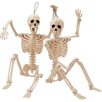 Halloween Skelette 2 Stück groß beweglich menschliche Knochen Grusel Deko