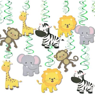 Konsait Safari Tiere Party Wirbel Deko 30 Stück Spiral Girlanden