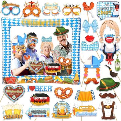 HOWAF Oktoberfest Foto Requisiten Deko Props Fotorahmen Accessoires Party
