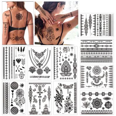 Temporäres Henna Tattoo Aufkleber Set für Frauen (10
