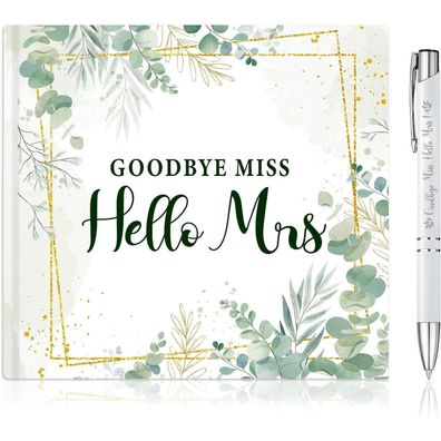 HOWAF JGA Gästebuch Goodbye Miss Hello Mrs Fotobuch Grün 32 Seiten