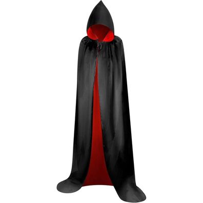 Umhang Schwarz Rot Unisex Kapuze Dracula Vampir Kostüm Halloween Kinder