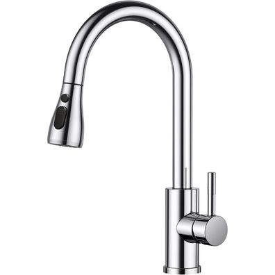 Forious Hochdruck Küchenarmatur mit ausziehbarer Brause in Chrom