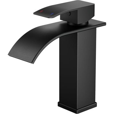 Forious Wasserhahn Bad Schwarz, Wasserfall Waschtischarmatur, Einhandmischer