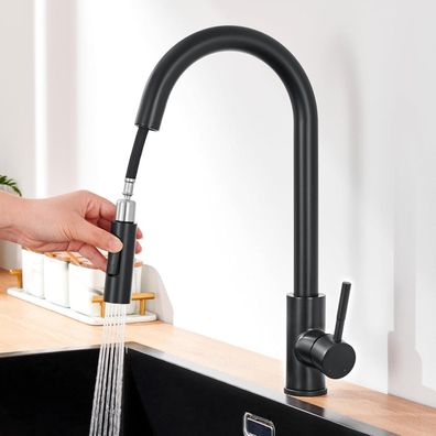 Lonheo Wasserhahn Schwarz Küchenarmatur Ausziehbar 360° Drehbar 2