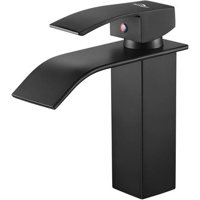 Wasserhahn Bad Schwarz Wasserfall Waschtischarmatur Badezimmer Armatur Messing