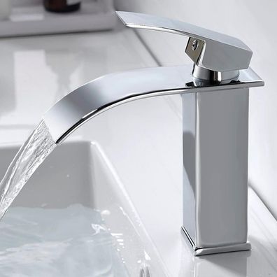 Moderne Wasserfall Waschtischarmatur für Badezimmer, Verchromt