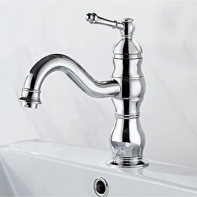 Kisimixer Bad Wasserhahn 360° Drehbar Waschtischarmatur aus Messing - Verchromt