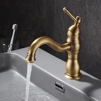 Kisimixer Wasserhahn Antik Bronze 360° Schwenkbar Badarmatur aus Messing