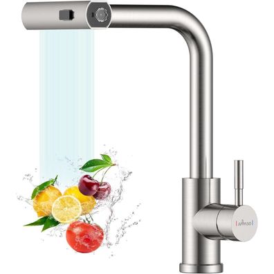 APPASO Waterfall Wasserhahn Küche Ausziehbar Hochdruck 360° Drehbar Edelstahl