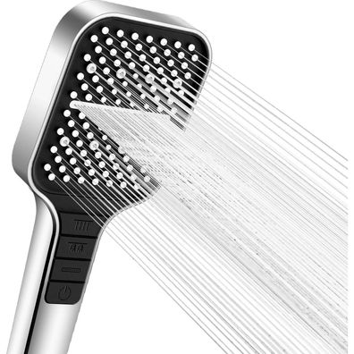 VEHHE Duschkopf Wassersparend 7 Strahlarten Regendusche Silikonstopptaste Silber