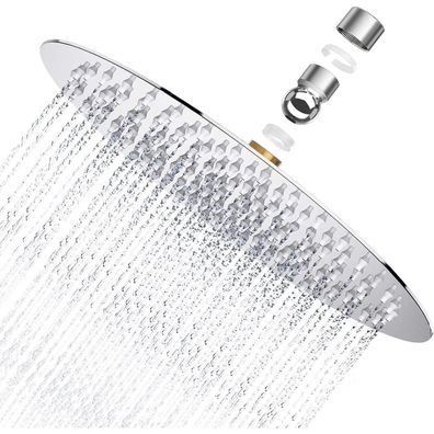 Regendusche Duschkopf 8 Zoll Edelstahl AISI304 Rund Anti-Kalk Wandstärke 2,0mm