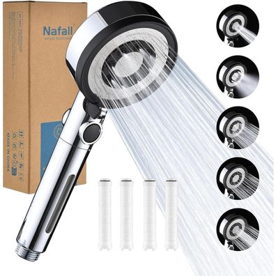 Nafall Duschkopf mit Filter Handbrause Wassersparend 5 Strahlarten Hochdruck