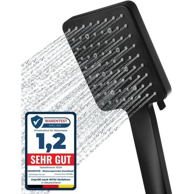 Newentor Duschkopf Regendusche Handbrause Hochdruck 6 Strahlarten XXL Schwarz