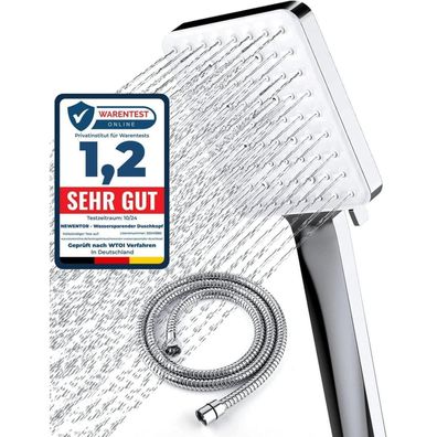 Newentor Duschkopf Regendusche mit 6 Strahlarten und Schlauch 1,5M