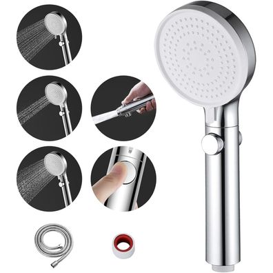 Chrom Duschkopf Handbrause 3 Strahlarten Duschschlauch wassersparend Hochdruck