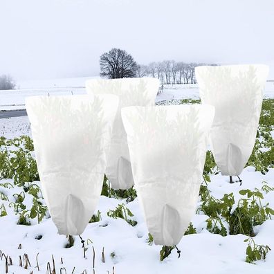 Frostschutzhaube Pflanzen Winterschutz Abdeckung Zugband Vlies 80x60cm 4er