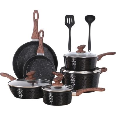 Kitchen Academy Induktionskochgeschirr-Set 12-tlg. Antihaft Granittöpfe Pfannen