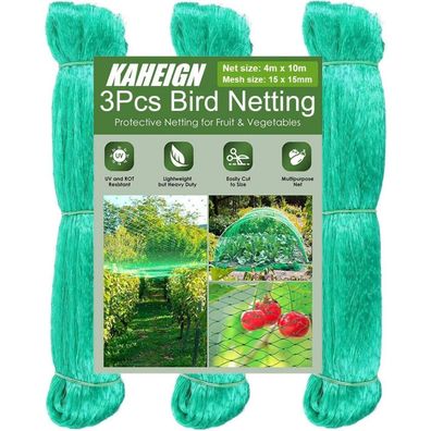 Kaheign Vogelschutznetz 4x10m Teich Laub Gartennetz Pflanzenschutz grün