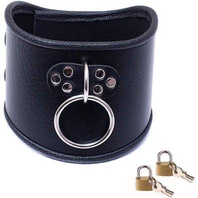 Roluck Halsband mit O-Ring und 2 Schlössern in Lederoptik